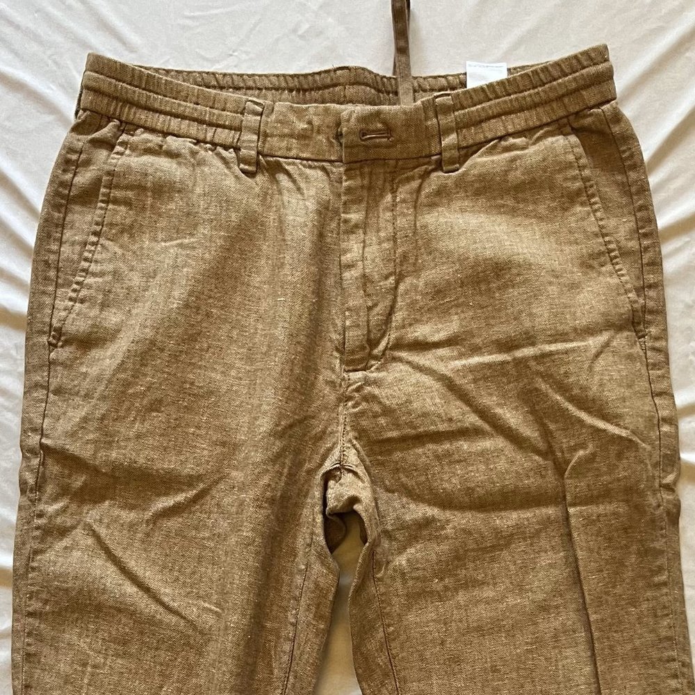 Banana Republic Chino Pants Mason Athletic Tapered Linen Blend Men Khaki